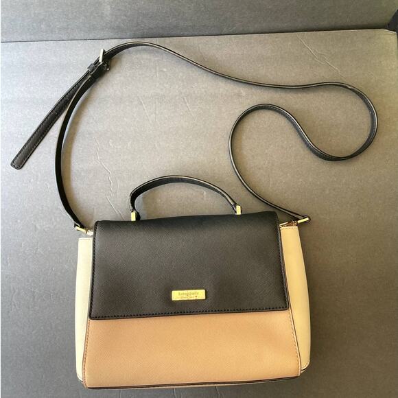 Kate Spade Paterson Court Brynlee Satchel Purse Beige Black Cream *READ* - Picture 2 of 11